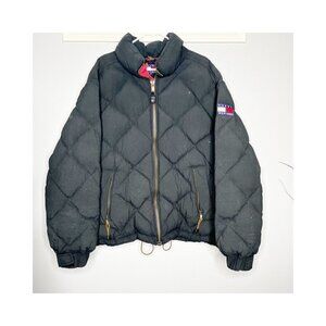 ** Tommy Hilfiger Down Puffer Winter Coat Parka Black quilted Large